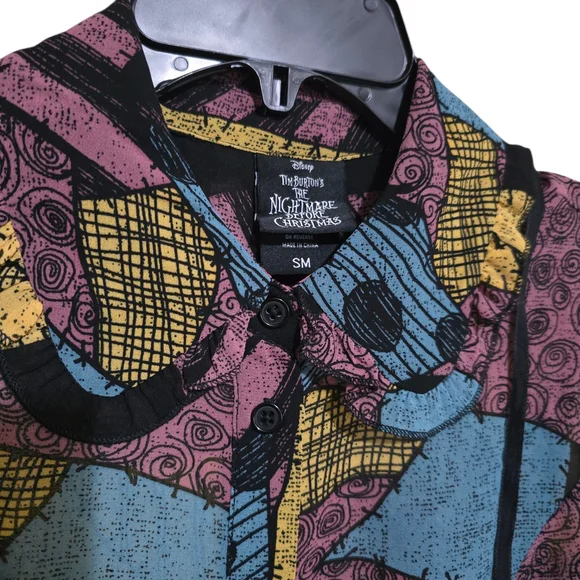 Hot Topic Multicolor Patchwork Sally Nightmare Before Christmas Blouse Disney - Picture 5 of 5